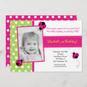 Ladybug BIrthday Party-uitnodigingen Kaart (Voorkant / Achterkant)