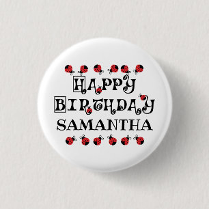 Ladybug Birthday - persoonlijk Ronde Button 3,2 Cm