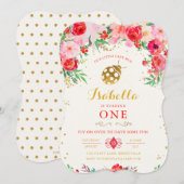 LadyBug Birthday Uitnodiging (Voorkant / Achterkant)