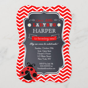 Ladybug Birthday-uitnodigingen Kaart