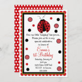 Ladybug Birthday-uitnodigingen Kaart (Voorkant / Achterkant)