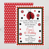 Ladybug Birthday-uitnodigingen Kaart (Voorkant / Achterkant)