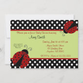 Ladybug Black Dot Baby of Bridal Shower Invitation Kaart (Voorkant)