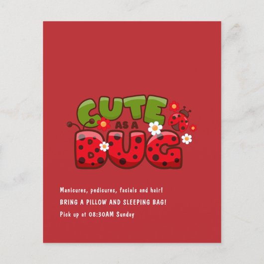 Ladybug Black Princess Fairy Tale Birthday Party Flyer (Achterkant)