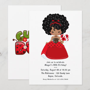 Ladybug Black Princess Fairy Tale Birthday Party Kaart