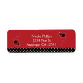 Ladybug Black & Red Invitation Adresetiketten Etiket (Voorkant)