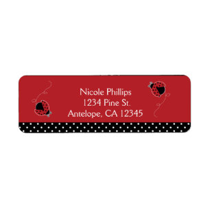 Ladybug Black & Red Invitation Adresetiketten Etiket