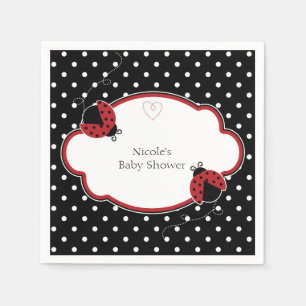 Ladybug Black White en Red Polka Dot Party Servet