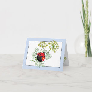 Ladybug    blauwe en witte notiecard notitiekaartje