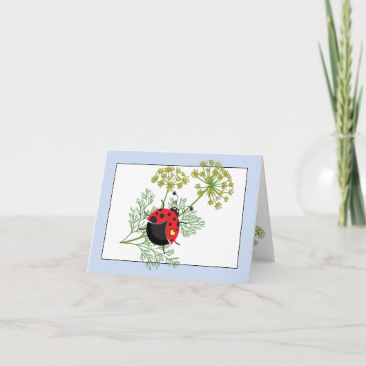 Ladybug |  blauwe en witte notiecard notitiekaartje (Voorkant)