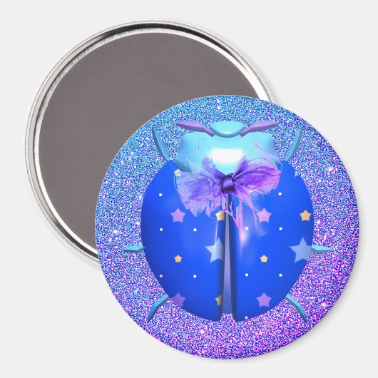 Ladybug blauwe ster schattige glitter look gradien magneet (Voorkant / Achterkant)