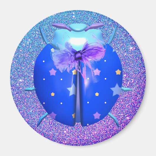 Ladybug blauwe ster schattige glitter look gradien magneet (Voorkant)