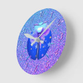 Ladybug blauwe sterren schattige glitter ronde klok (Hoek)