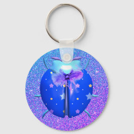 Ladybug blauwe sterren schattige glitter sleutelhanger