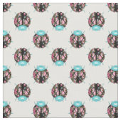 Ladybug Blauwgroen Floral Chintz Pattern Stof (Close Up)