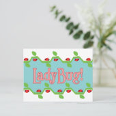 Ladybug Blue Background Briefkaart (Staand voorkant)