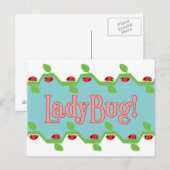 Ladybug Blue Background Briefkaart (Voorkant / Achterkant)