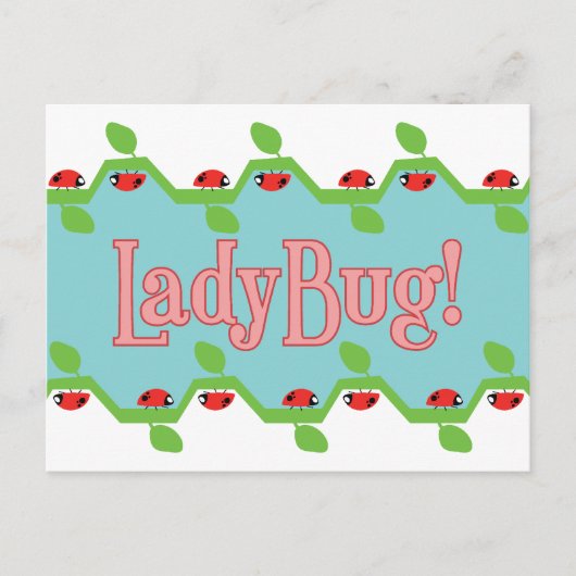 Ladybug Blue Background Briefkaart (Voorkant)