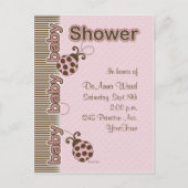 Ladybug Briefkaart Baby shower in Roze (Voorkant)
