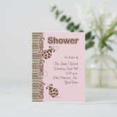 Ladybug Briefkaart Baby shower in Roze (Staand voorkant)