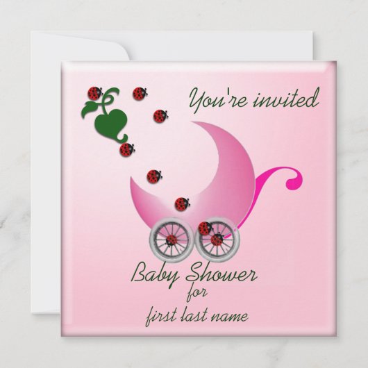Ladybug Bug-gy Invitation Kaart (Voorkant)