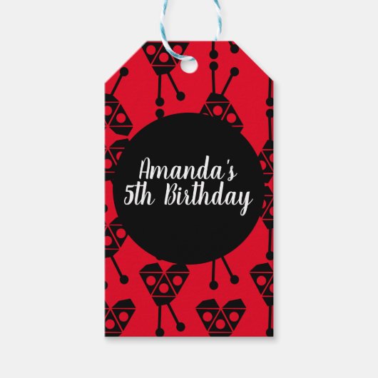 Ladybug Bug Insecte Geometrical Birthday Party Red Cadeaulabel (Voorkant)