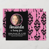 Ladybug Bug Insecte Geometrical Birthday Party Roz Kaart (Voorkant / Achterkant)