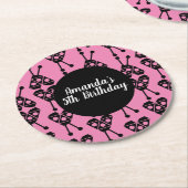 Ladybug Bug Insecte Geometrical Birthday Party Roz Ronde Kartonnen Onderzetter (Gebogen)