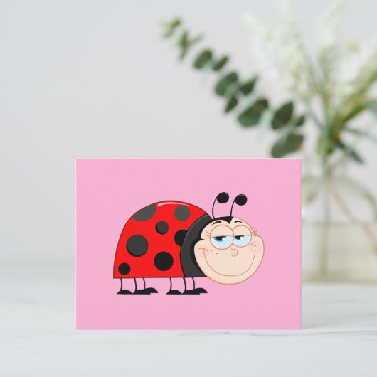 Ladybug Bugs Funny Insect Cute Smile Briefkaart (Staand voorkant)