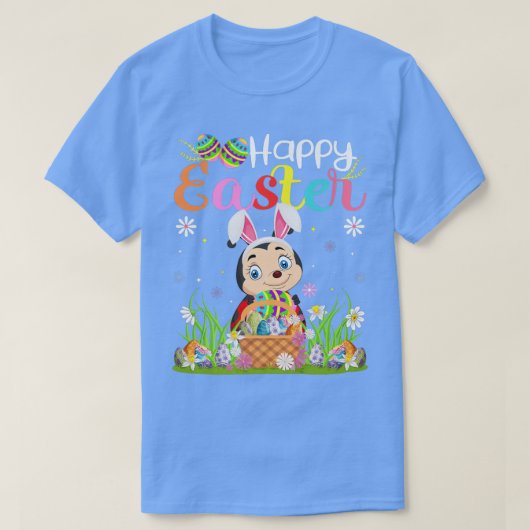 Ladybug Bunny Egg Hunting Funny Ladybug Happy East T-shirt (Design voorkant)