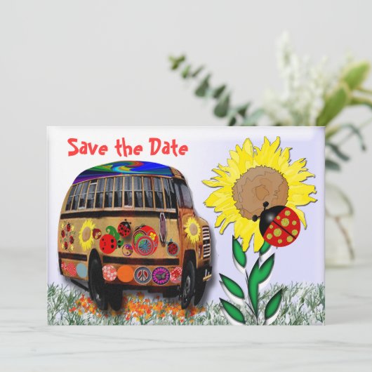 Ladybug Bus Save The Date (Staand voorkant)