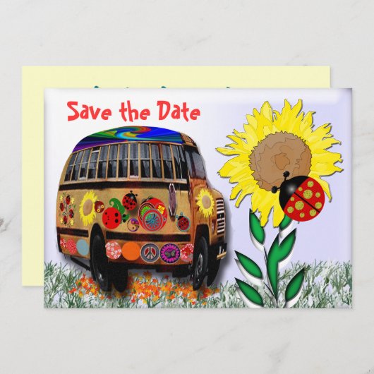 Ladybug Bus Save The Date (Voorkant / Achterkant)