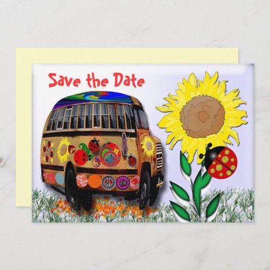 Ladybug Bus Save The Date (Voorkant / Achterkant)