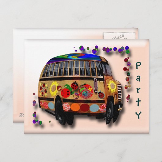 Ladybug Bus Uitnodiging Briefkaart (Voorkant / Achterkant)