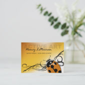Ladybug Business Card-sjabloon | oranje geel Visitekaartje (Staand voorkant)