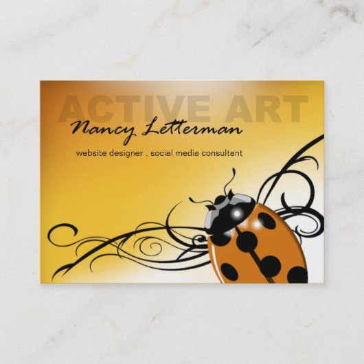 Ladybug Business Card-sjabloon | oranje geel Visitekaartje (Voorkant)