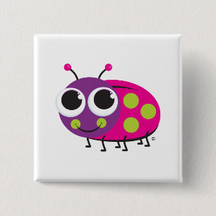 Ladybug-Button Vierkante Button 5,1 Cm