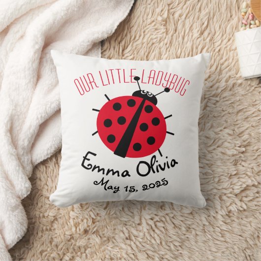 Ladybug Cartoon Schattige Geboorte Stat Rood Wit Z Kussen (Deken)