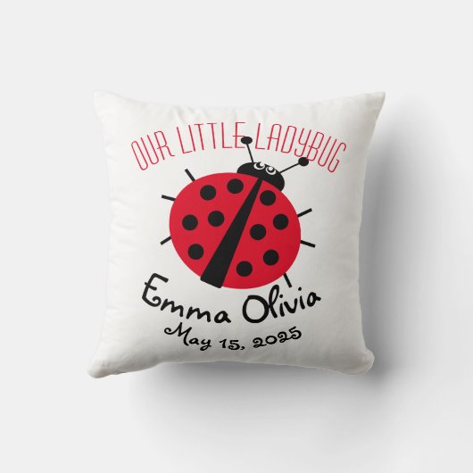 Ladybug Cartoon Schattige Geboorte Stat Rood Wit Z Kussen (Achterkant)