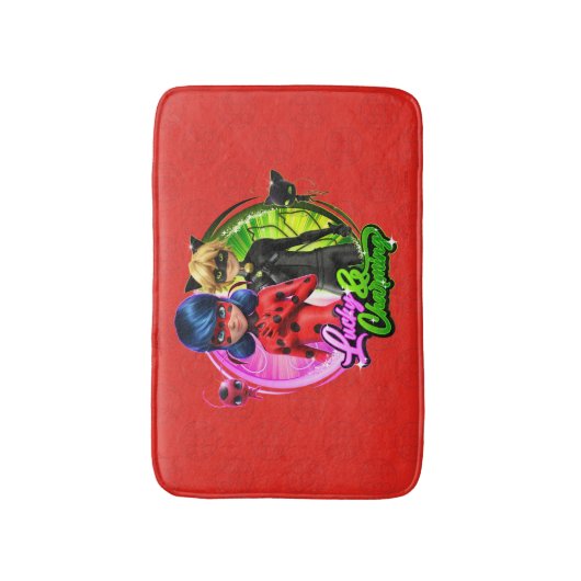 Ladybug & Cat Noir | Lucky & Charming Badmat (Voorkant Verticaal)