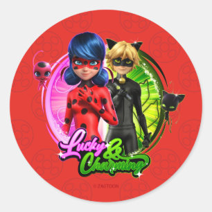 Ladybug & Cat Noir   Lucky & Charming Ronde Sticker