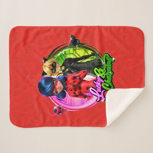 Ladybug & Cat Noir | Lucky & Charming Sherpa Deken (Voorkant (horizontaal))