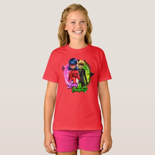 Ladybug & Cat Noir | Lucky & Charming T-shirt (Voorkant volledig)
