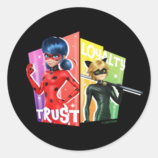 Ladybug & Cat Noir | Vertrouwen en loyaliteit Ronde Sticker (Voorkant)