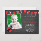 Ladybug Chalkboard Fotodag Kaart (Voorkant)