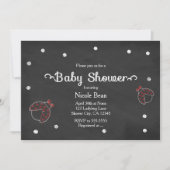 Ladybug Chalkboard Stippen Baby Shower Invitations Kaart (Voorkant)