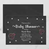 Ladybug Chalkboard Stippen Baby Shower Invitations Kaart (Voorkant / Achterkant)