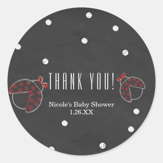 Ladybug Chalkboard Stippen Chalk Favor Stickers (Voorkant)
