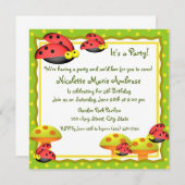 Ladybug Charm / Verjaardag Uitnodigen Kaart (Voorkant / Achterkant)