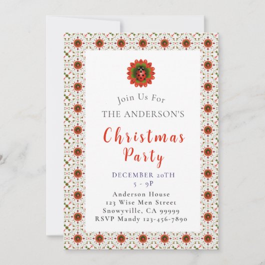 Ladybug Christmas Party Kaart (Voorkant)